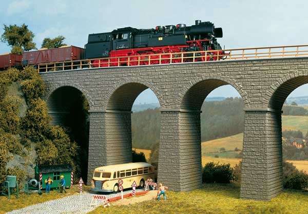 Modelová železnice - H0/TT Stavebnice - železniční most kamenný přímý 410mm