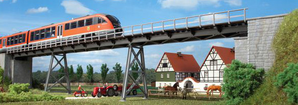 Modelová železnice - H0/TT Stavebnice - železniční most ocelový přímý 660mm