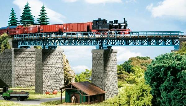Modelová železnice - TT Stavebnice - železniční most ocelový obloukový min. R3 R396mm