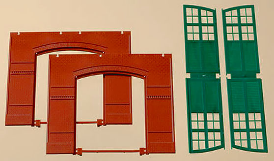 Modelová železnice - H0 Stavebnicový systém - zeď červená 2326A 2ks, vrata 2ks
