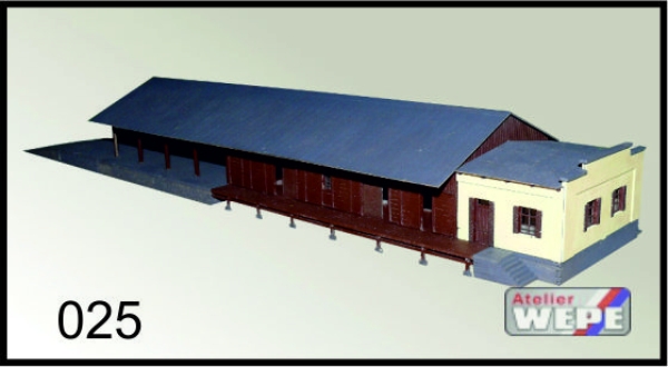 Modelová železnice - H0 Stavebnice - budova a přístřech skladu "Čelákovice"