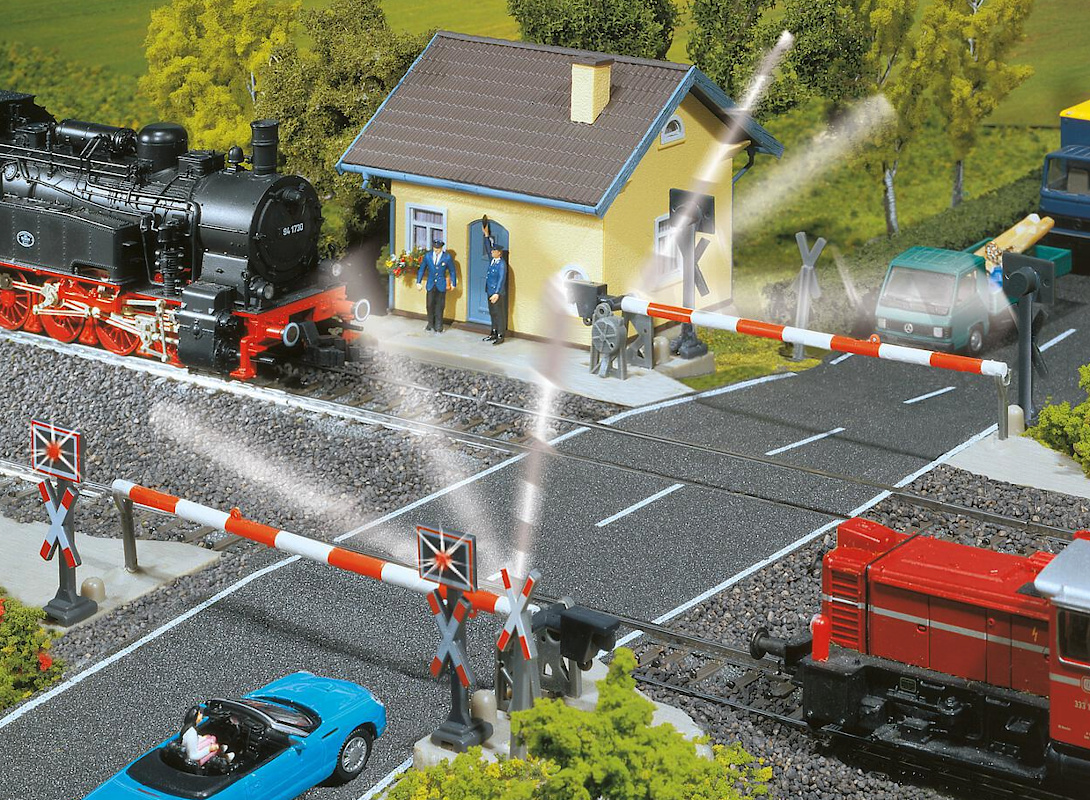Modelová železnice - H0 Stavebnice - železniční přejezd přímý s pohonem
