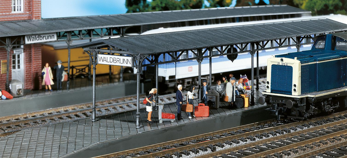 Modelová železnice - H0 Stavebnice - kryté nástupiště "Waldbrunn" 2ks
