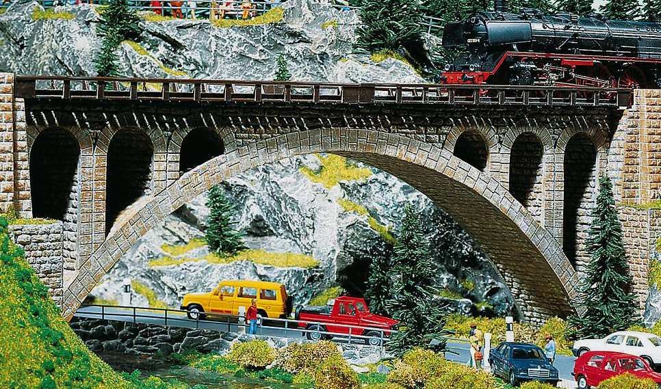 Modelová železnice - H0 Stavebnice - železniční most kamenný přímý 355mm