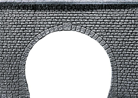 Modelová železnice - H0 Tvrzená pěna - železniční portál kamenné kvádry dvoukolejný