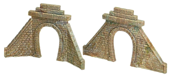 Modelová železnice - N Plast - železniční portál kamenné kvádry jednokolejný 2ks