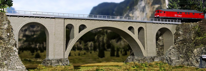 Modelová železnice - H0 Stavebnice - železniční most kamenný přímý 584mm