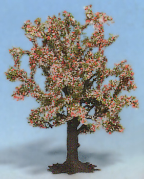 Modelová železnice - Strom - ovocný růžové květy 8cm