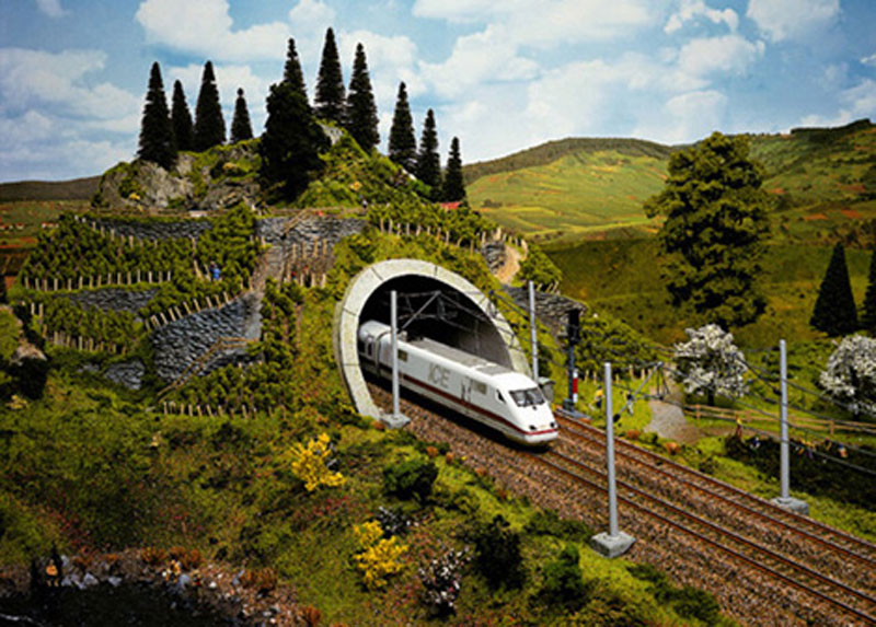 Modelová železnice - H0 Tvrzená pěna - železniční portál betonový dvoukolejný