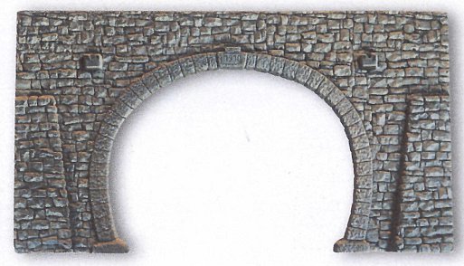 Modelová železnice - H0 Tvrzená pěna - železniční portál kámen lomový dvoukolejný