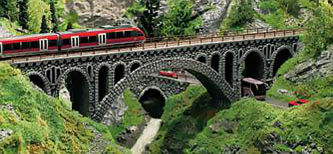 Modelová železnice - H0 Tvrzená pěna - viadukt kamenný přímý 376mm