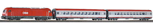 H0 Digitální set - vlak s lokomotivou Rh2016 ÖBB s kolejemi s podložím