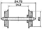 H0 Dvojkolí 11,0x24,75mm NEM jednostranně izolované 2ks