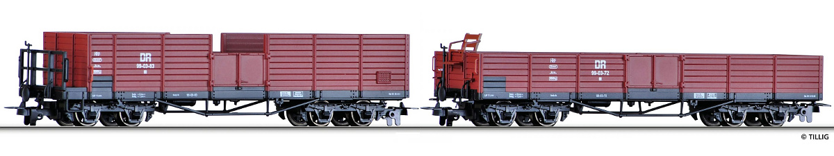 Modelová železnice - TT 2ks Otevřený vůz OO, DR, Ep.IV