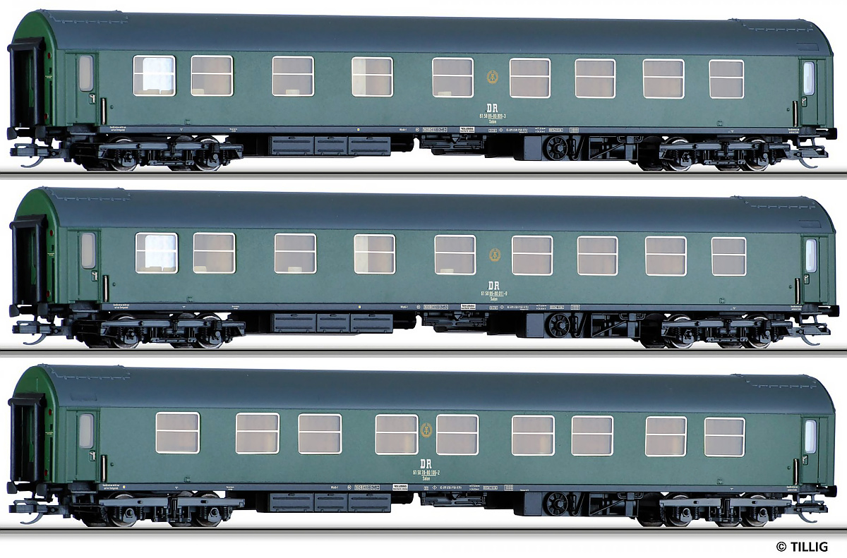 Modelová železnice - H0 3ks Rychlíkový vůz "Regierungszug 1", DR, Ep.IV