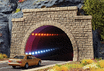 H0 Tvrzená pěna - silniční portál s imitací hloubky s osvětlením