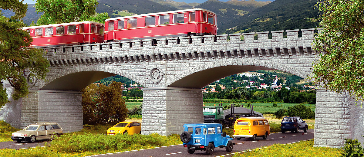 Modelová železnice - H0 Stavebnice - železniční most kamenný přímý 400mm
