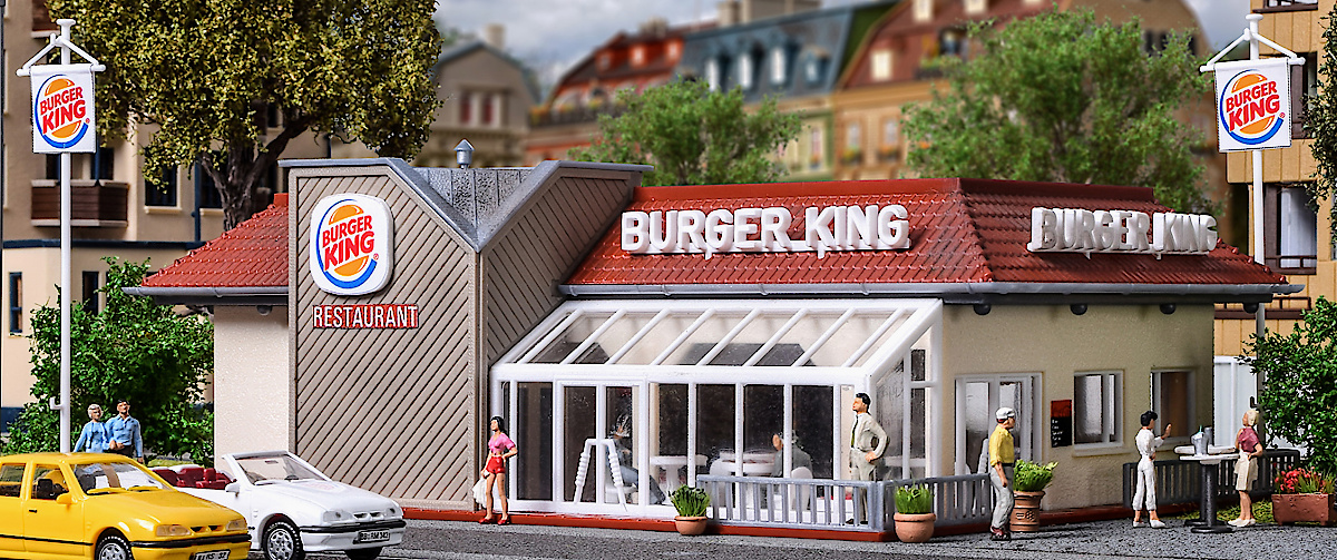 Modelová železnice - H0 Stavebnice - rychlé občerstvení "Burger King"