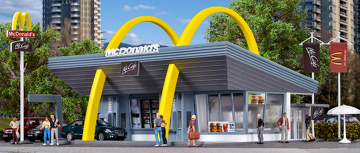 Modelová železnice - H0 Stavebnice - rychlé občerstvení "McDonalds McDrive"