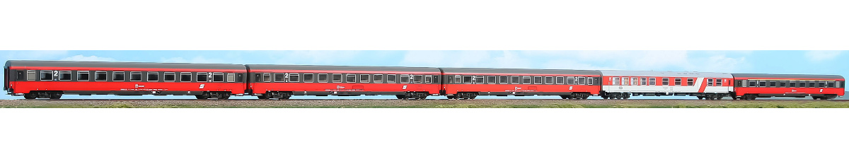 Modelová železnice - H0 5ks Rychlíkový vůz "Antonín Dvořák", ČD / ÖBB, Ep.V