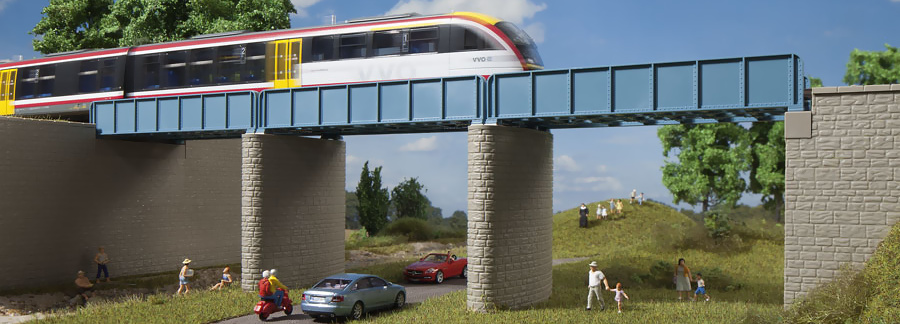 Modelová železnice - H0/TT Stavebnice - železniční most ocelový přímý prodloužení AU11441