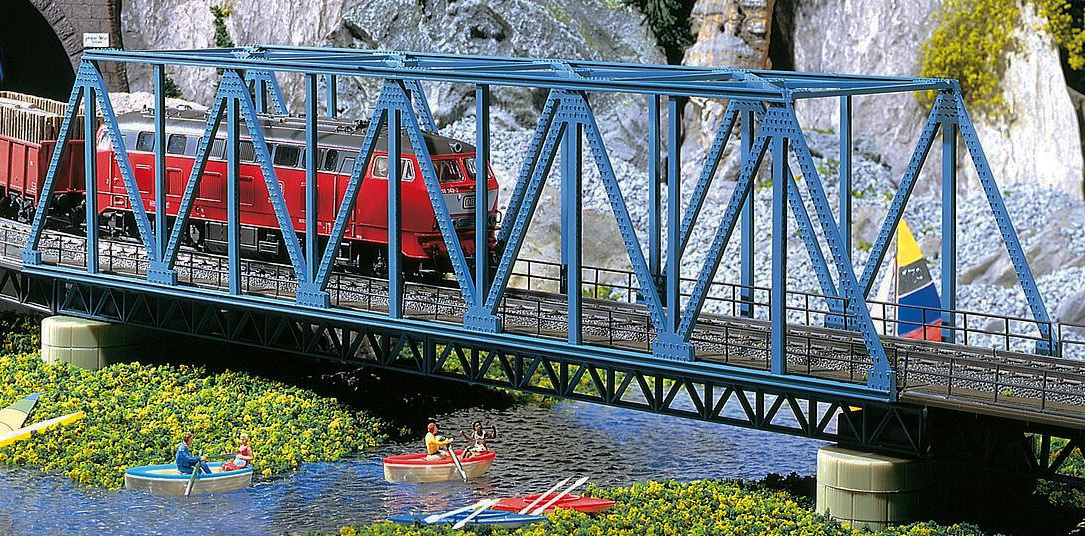 Modelová železnice - H0 Stavebnice - železniční most ocelový přímý 376mm