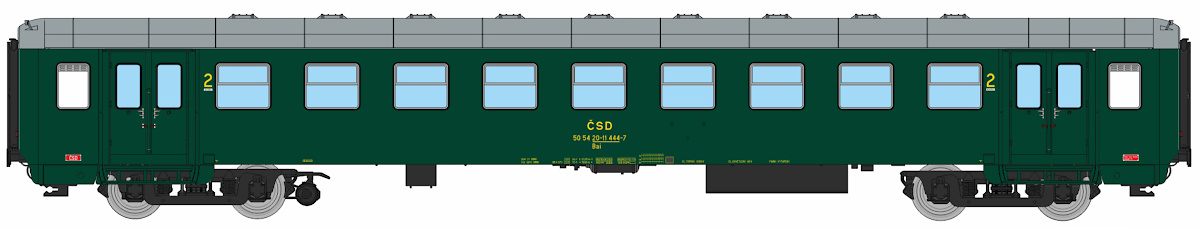 Modelová železnice - H0 Rychlíkový vůz Bai 8dv. 2.tř. "Brno", ČSD, Ep.IV