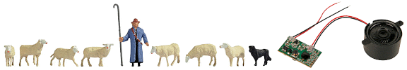 H0 Figurky - pastýř a ovce se zvukem