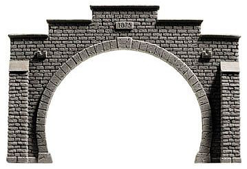 Modelová železnice - H0 Tvrzená pěna - železniční portál kamenné kvádry dvoukolejný