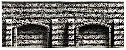 H0 Tvrzená pěna - zeď kamenné kvádry opěrná s arkádami 335x125mm
