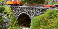 H0 Tvrzená pěna - silniční/železniční most kamenný přímý 234mm