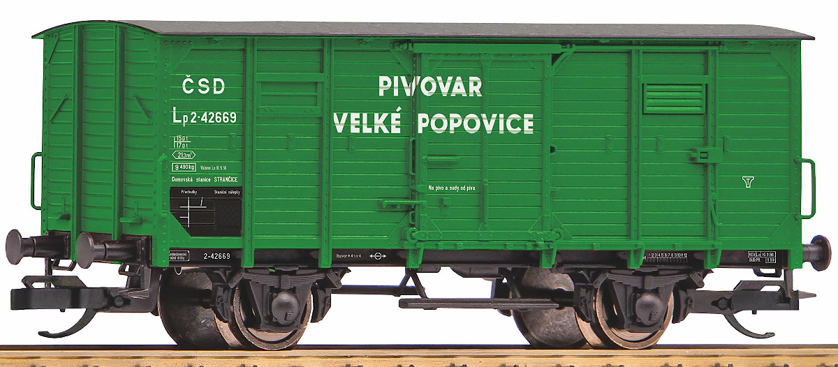Modelová železnice - TT Krytý vůz G02 Zt "PIVOVAR VELKÉ POPOVICE", ČSD, Ep.III