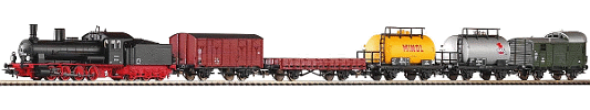 H0 Analogový set - vlak s lokomotivou G7 DB s kolejemi s podložím