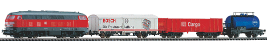 H0 Analogový set - vlak s lokomotivou BR218 DB Cargo s kolejemi s podložím