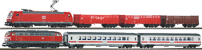 H0 Digitální set - vlak s lokomotivou BR218 a BR185 DBAG s kolejemi s podložím