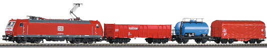 H0 Digitální set - vlak s lokomotivou BR185 DBAG s kolejemi s podložím