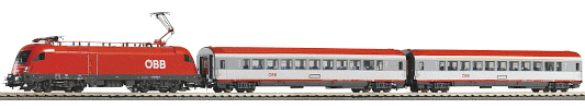 H0 Digitální set - vlak s lokomotivou Rh1116 ÖBB s kolejemi s podložím