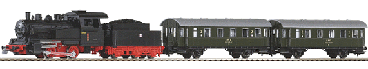 H0 HOBBY set - vlak s parní lokomotivou PKP s kolejemi s podložím