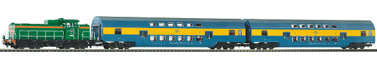H0 Analogový set - vlak s lokomotivou SM42 PKP s kolejemi s podložím