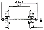 H0 Dvojkolí 11,0x24,75mm NEM oboustranně izolované 2ks