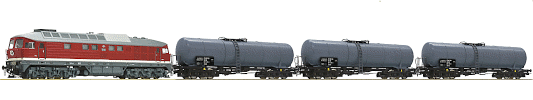 H0 Digitální set - vlak s lokomotivou BR132 DR s kolejemi s podložím