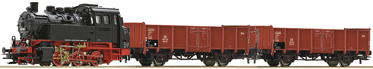 Modelová železnice - H0 Analogový set - vlak s lokomotivou BR80 DB s kolejemi s podložím
