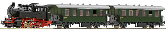 H0 Analogový set - vlak s lokomotivou BR80 ČSD s kolejemi s podložím