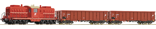 H0 Analogový set - vlak s lokomotivou Rh2045 ÖBB s kolejemi s podložím