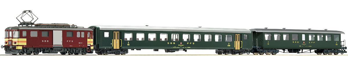 Modelová železnice - H0 Digitální set - vlak s lokomotivou De4/4 SBB ZVUK bez kolejí