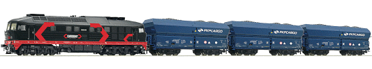 H0 Digitální set - vlak s lokomotivou BR232 PKP s kolejemi s podložím