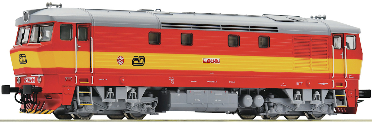Modelová železnice - H0 Dieselová lokomotiva 751.375-7 "Bardotka", ČD, Ep.V, DCC ZVUK