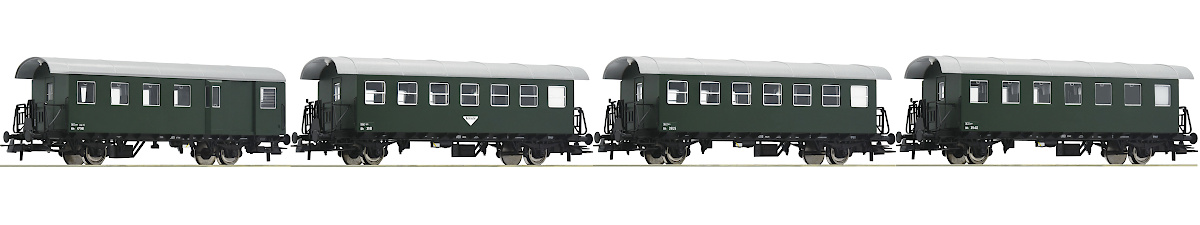 Modelová železnice - H0 4ks Osobní vůz Biho, Biho a BDiho, ÖBB, Ep.III