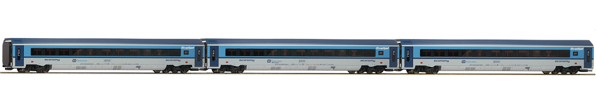 Modelová železnice - H0 3ks Rychlíkový vůz "Railjet", ČD, Ep.VI - VRÁCENO