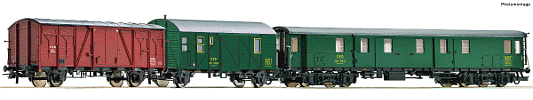 Modelová železnice - H0 3ks Krytý a služební vůz, ČSD, Ep.IV